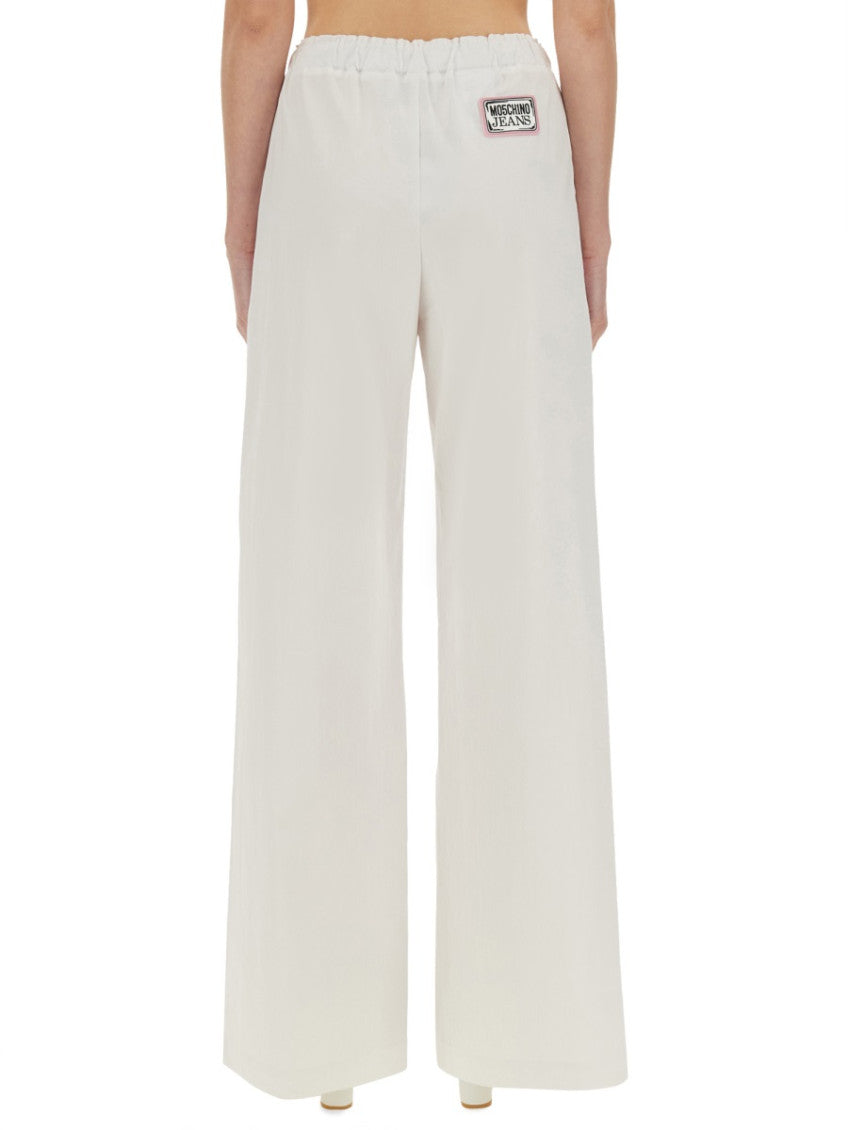 White Relaxed Flat Front Pants 2