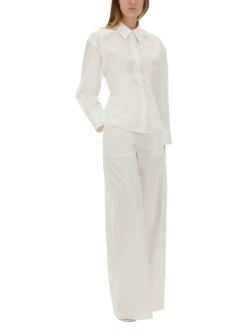 White Relaxed Flat Front Pants 3