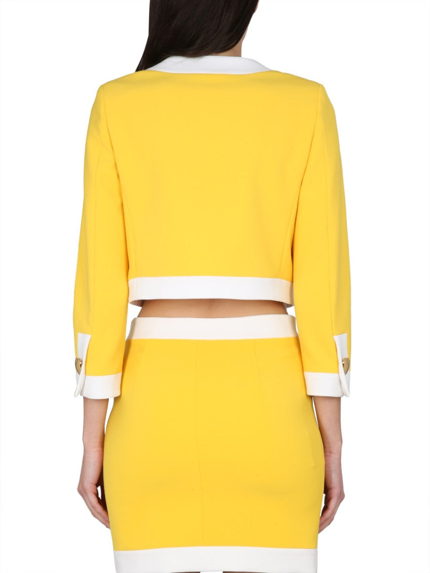 Yellow Color Block Round Neck Jacket 2