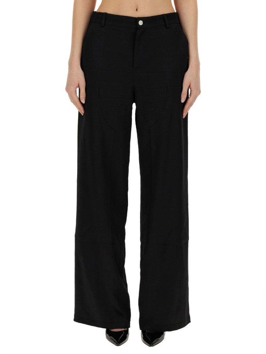 Black Relaxed Flat Front Pants 1
