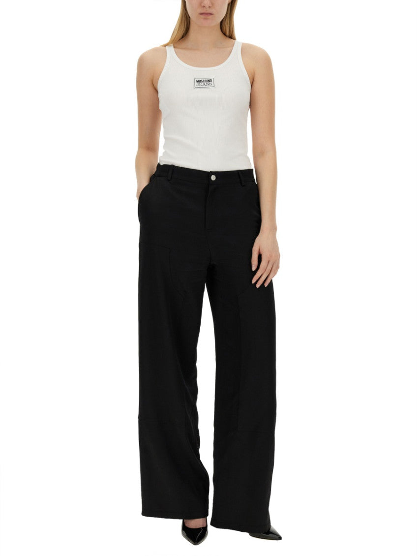 Black Relaxed Flat Front Pants 3