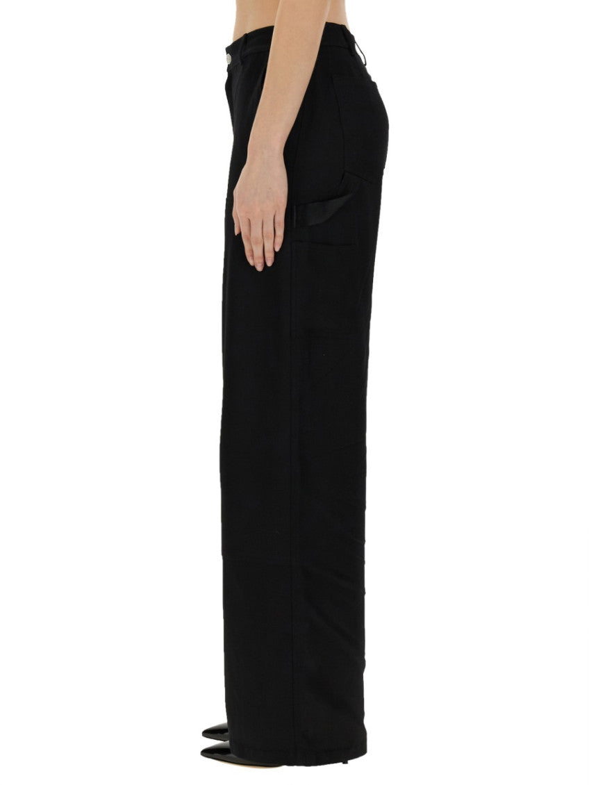 Black Relaxed Flat Front Pants 4