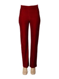 Red Straight Flat Front Pants 1