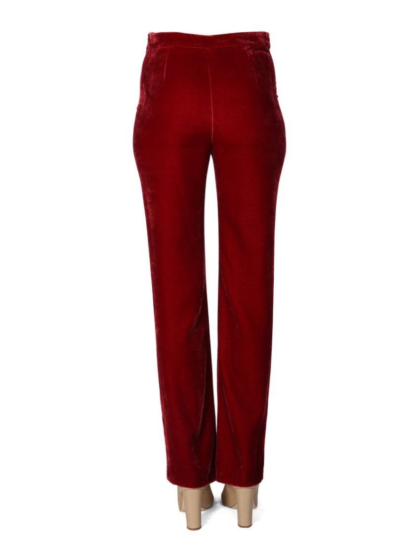 Red Straight Flat Front Pants 2