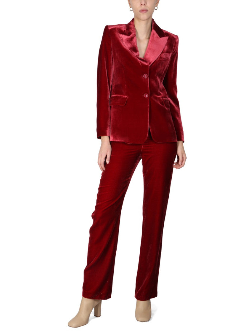 Red Straight Flat Front Pants 3