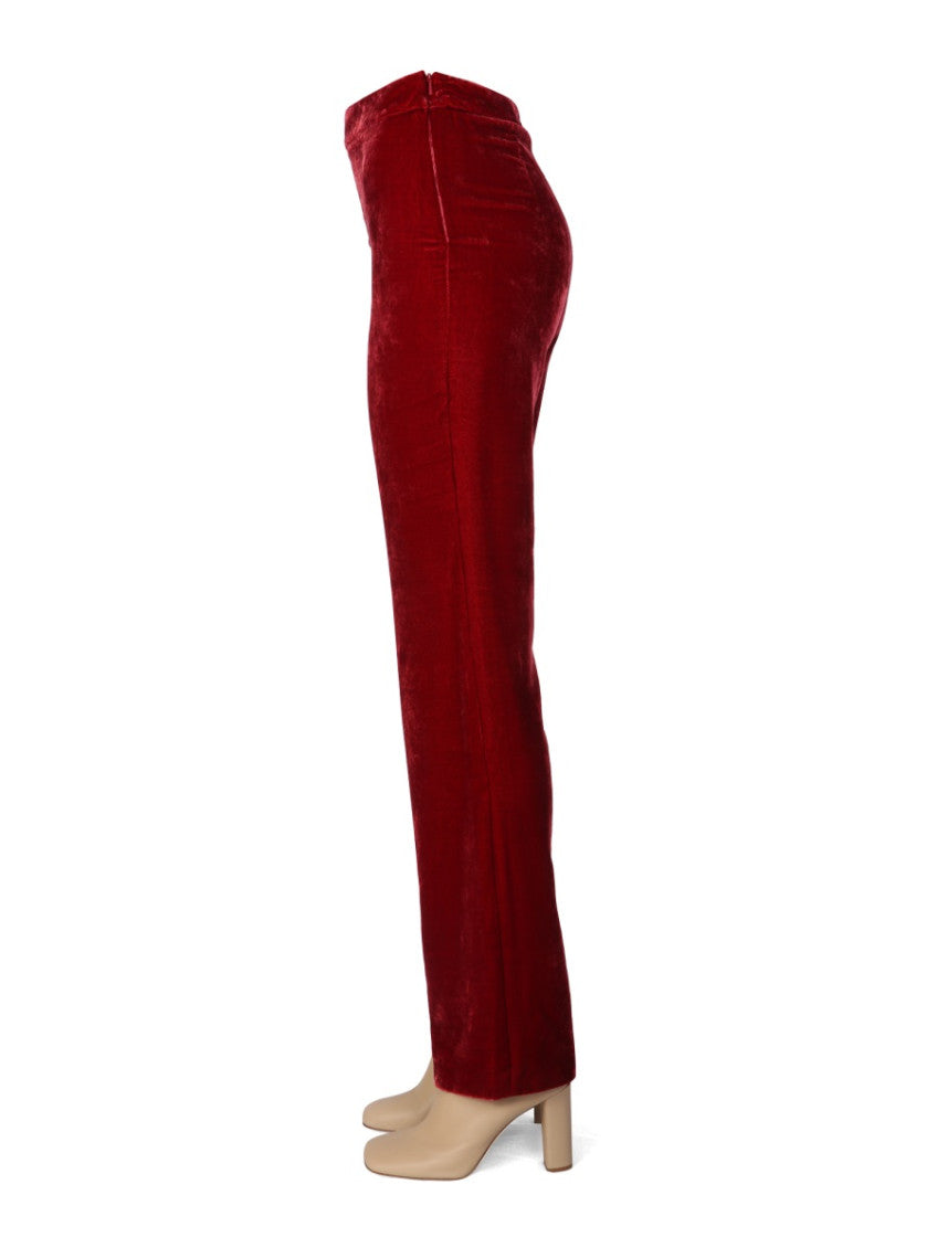 Red Straight Flat Front Pants 4