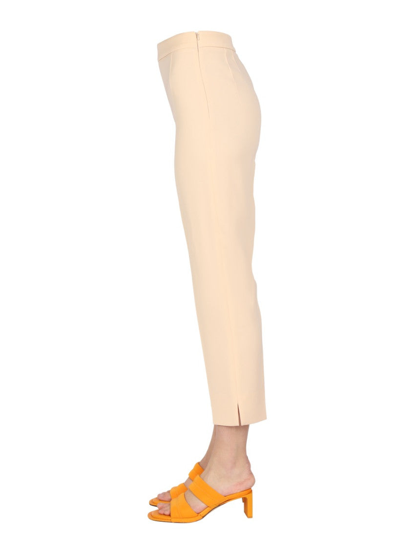 White Slim Flat Front Pants 4