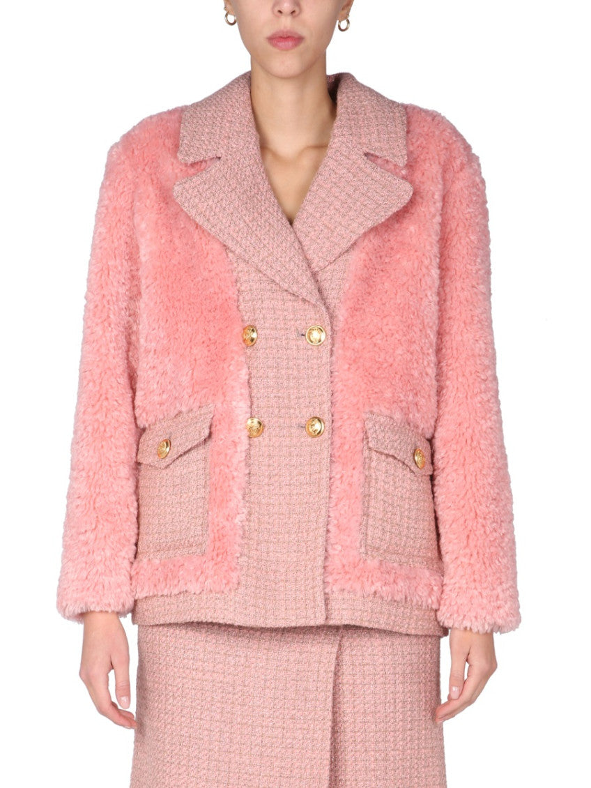 Pink Textured Notched Lapel Jacket 1