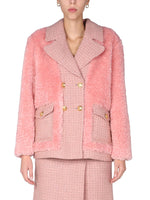Pink Textured Notched Lapel Jacket 1