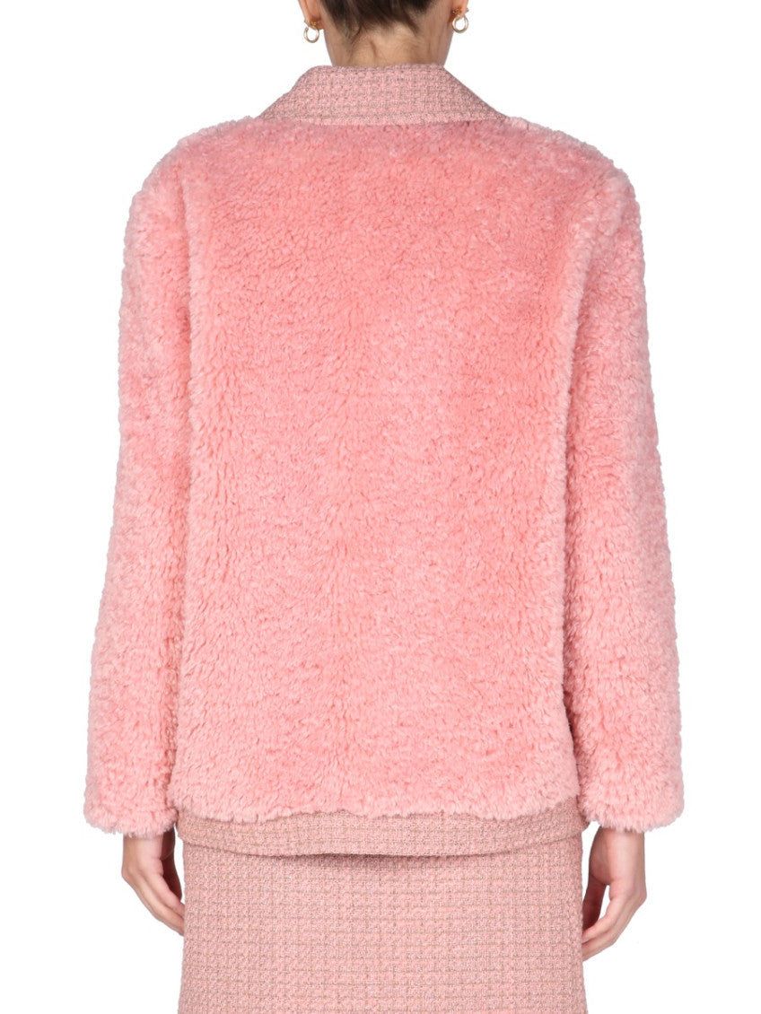 Pink Textured Notched Lapel Jacket 2