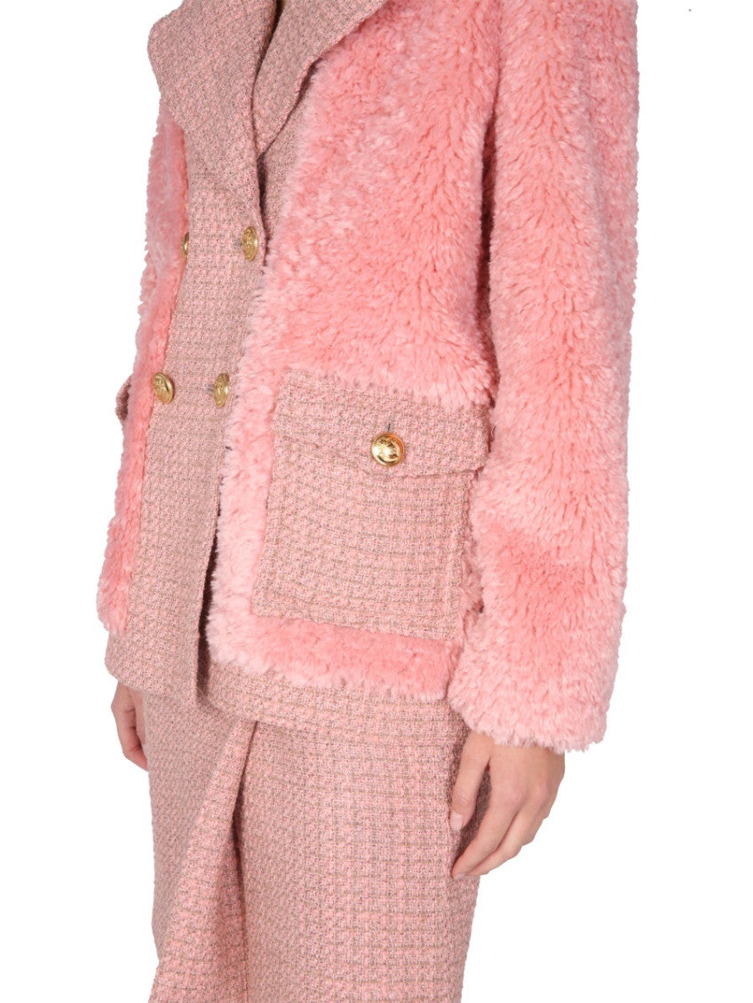 Pink Textured Notched Lapel Jacket 4
