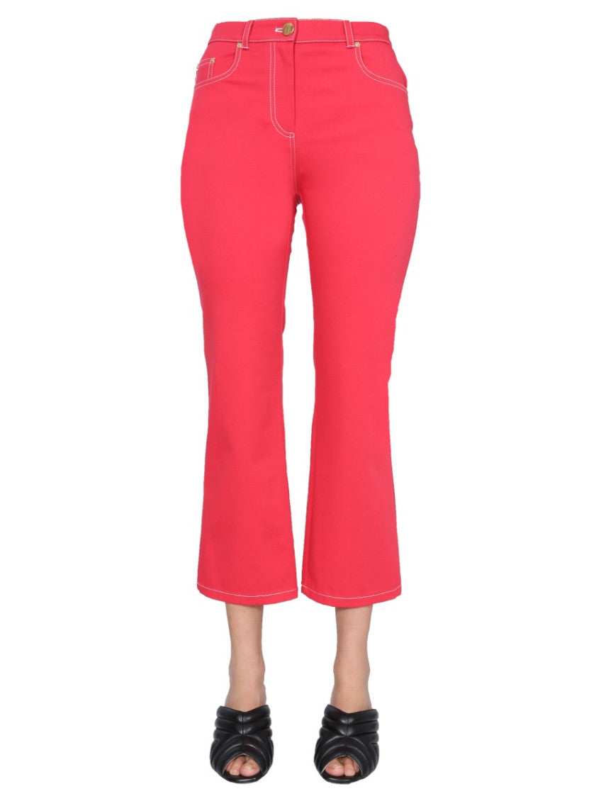 Red Flared Flat Front Pants 1