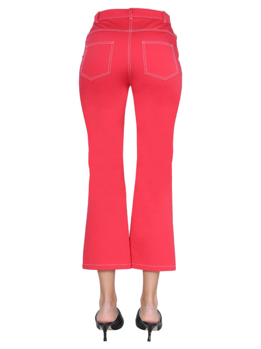 Red Flared Flat Front Pants 2