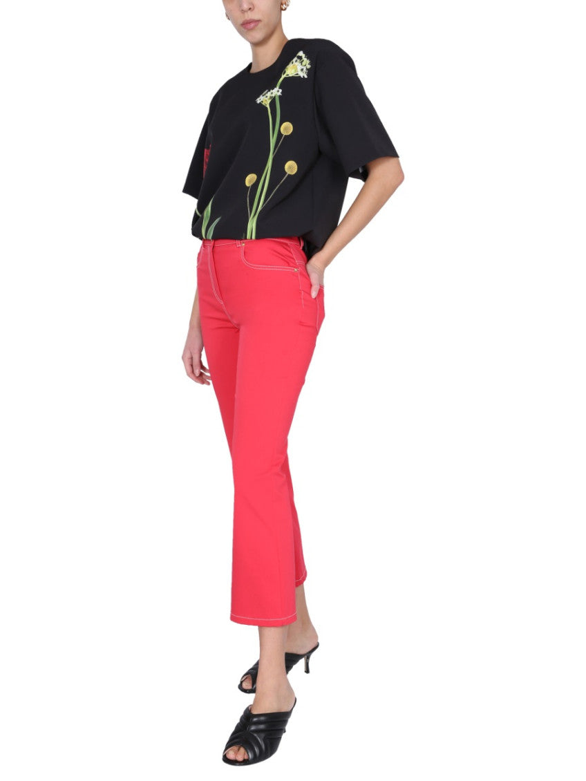 Red Flared Flat Front Pants 3