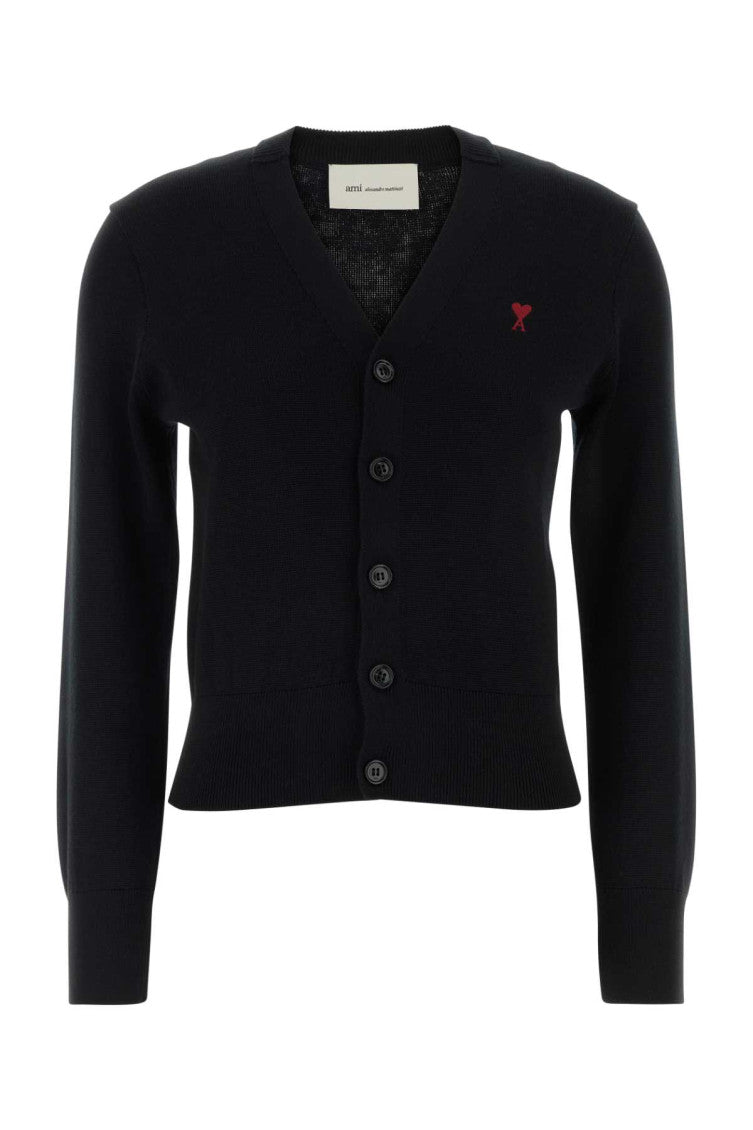 Black Logo V Neck Cardigan 1