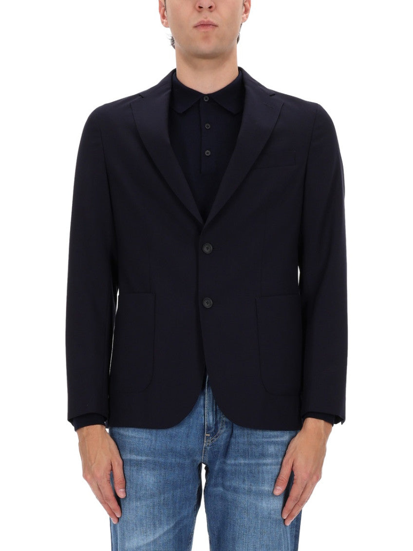 Dark Blue Solid Blazer 1