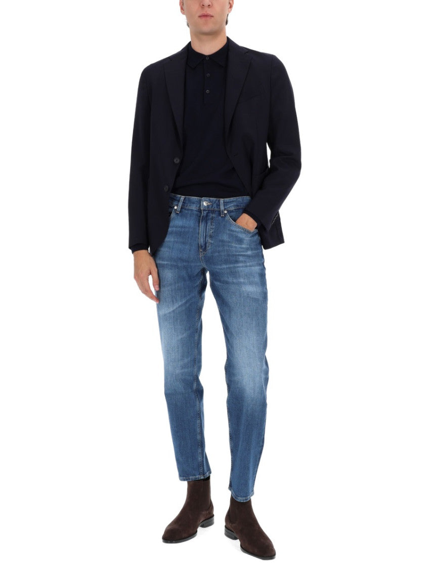 Dark Blue Solid Blazer 2