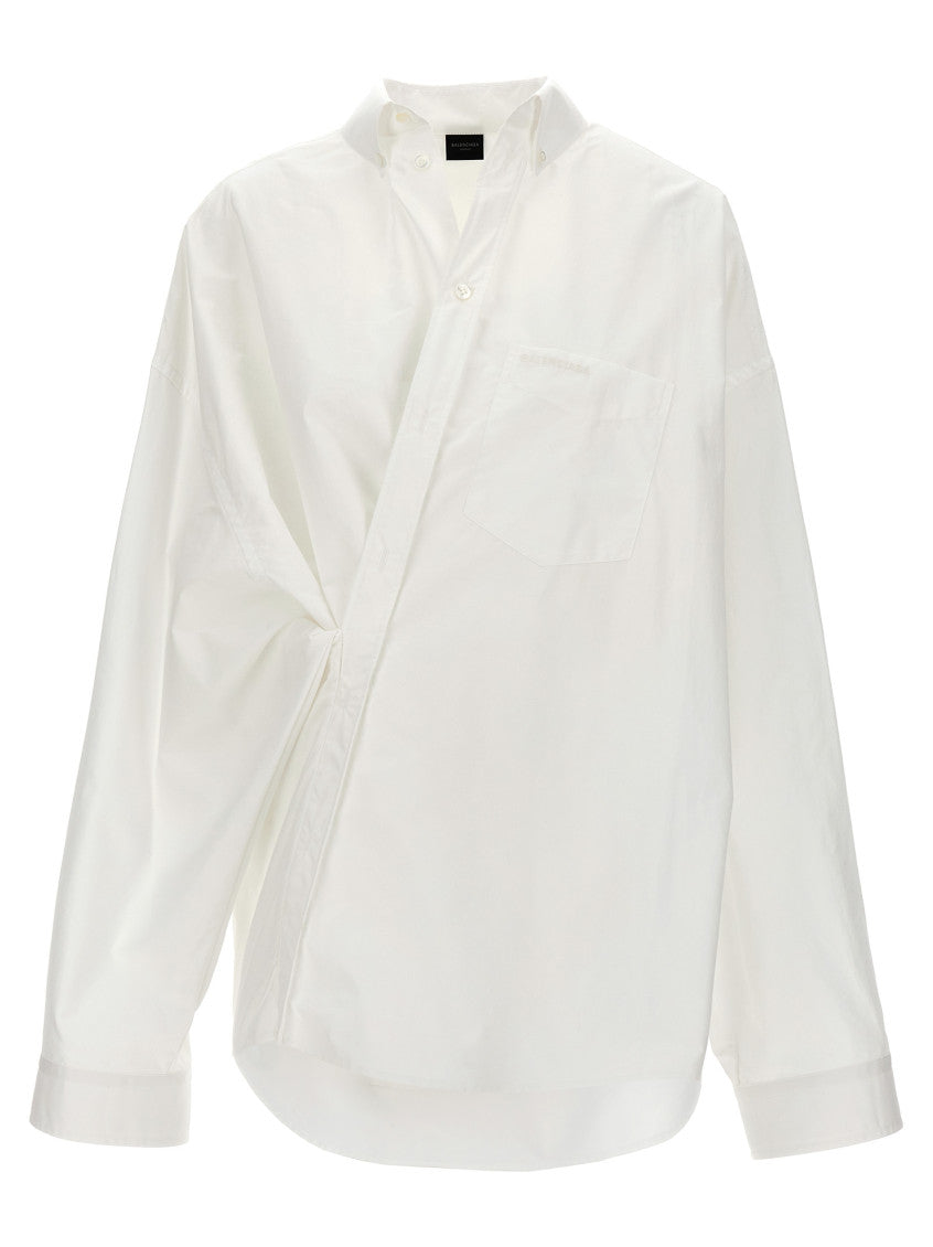 White Wrap Asymmetric Shirt 1