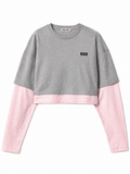 Grey Color Block Crew Neck T-Shirt 1