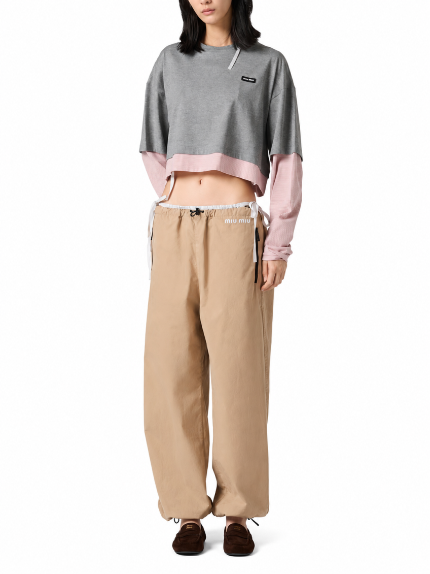 Grey Color Block Crew Neck T-Shirt 2