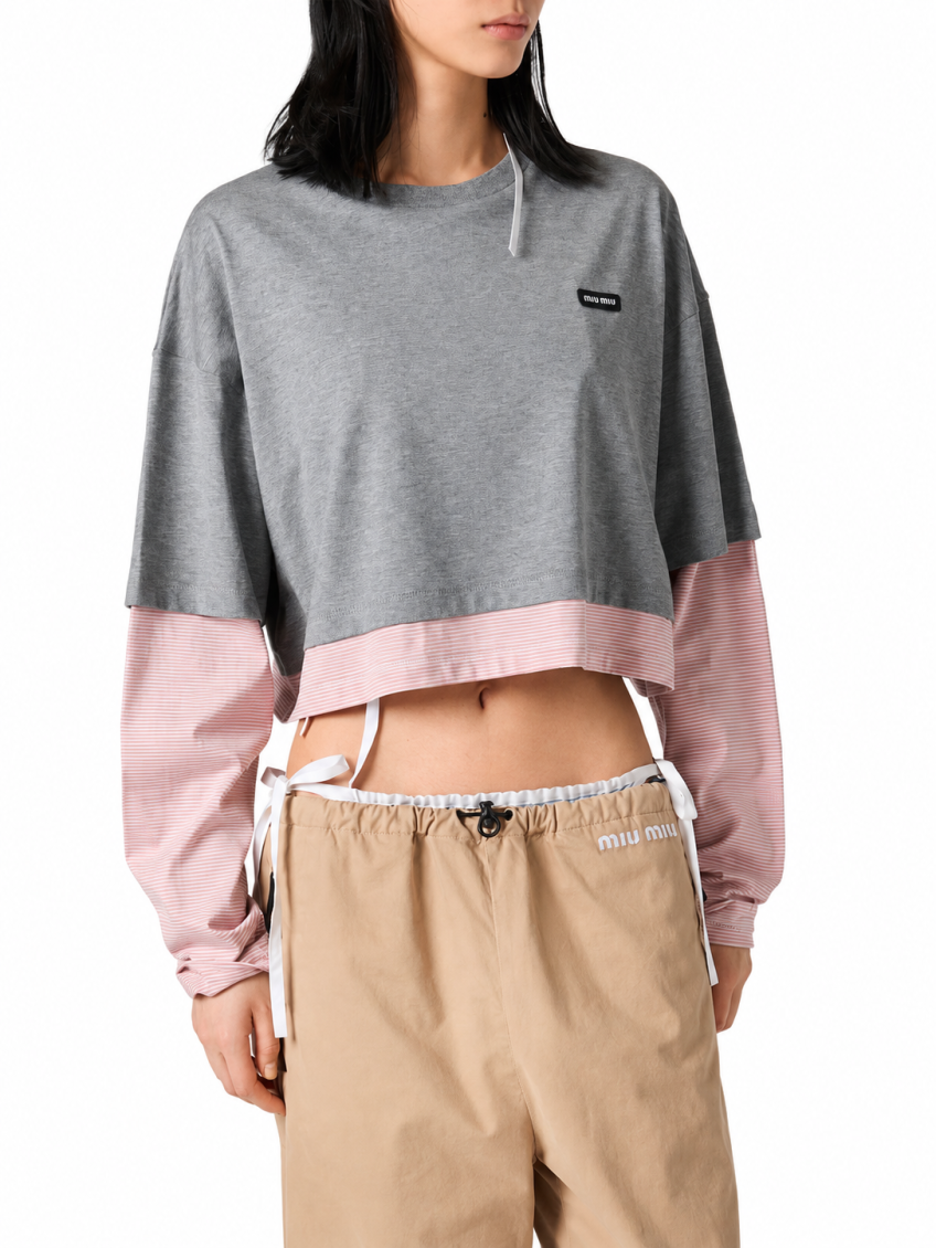 Grey Color Block Crew Neck T-Shirt 4