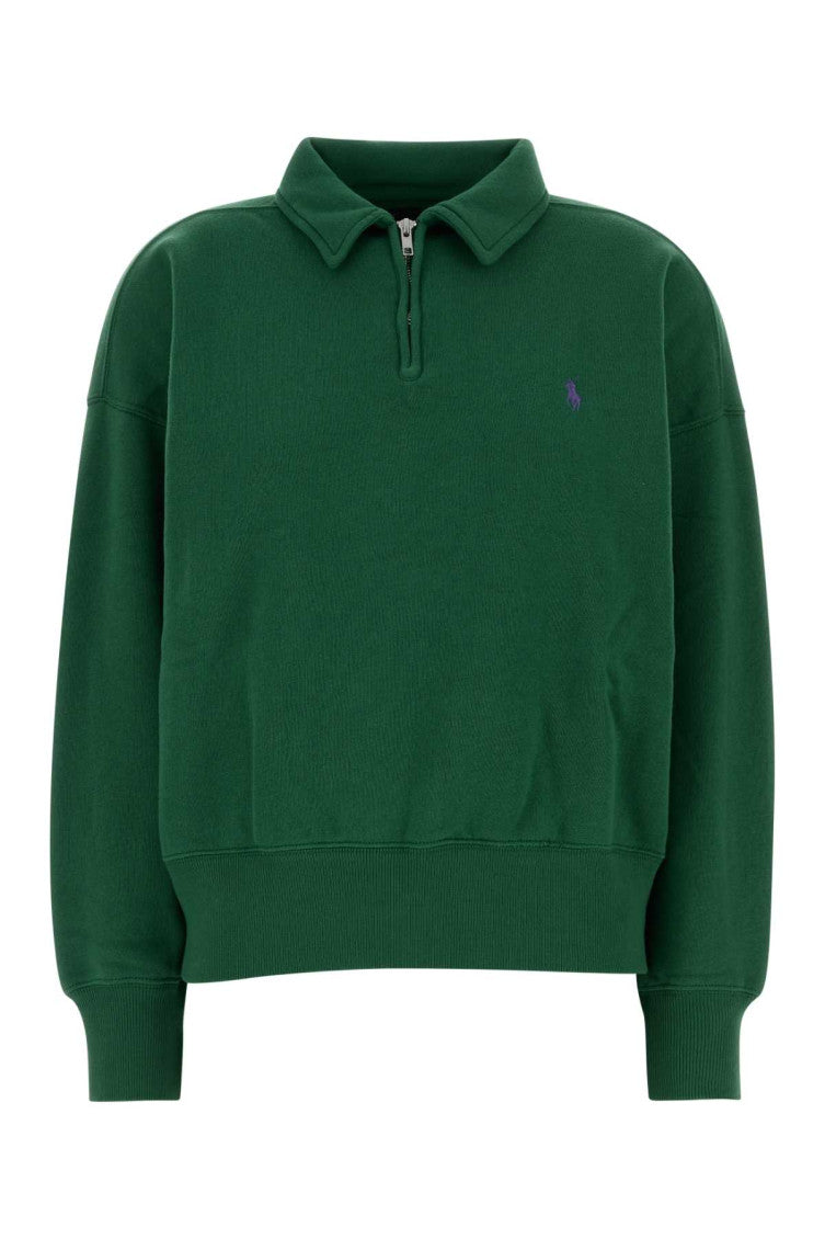 Green Logo Shirt Collar Sweatshirt 1