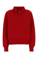 Red Logo Shirt Collar Sweatshirt 1