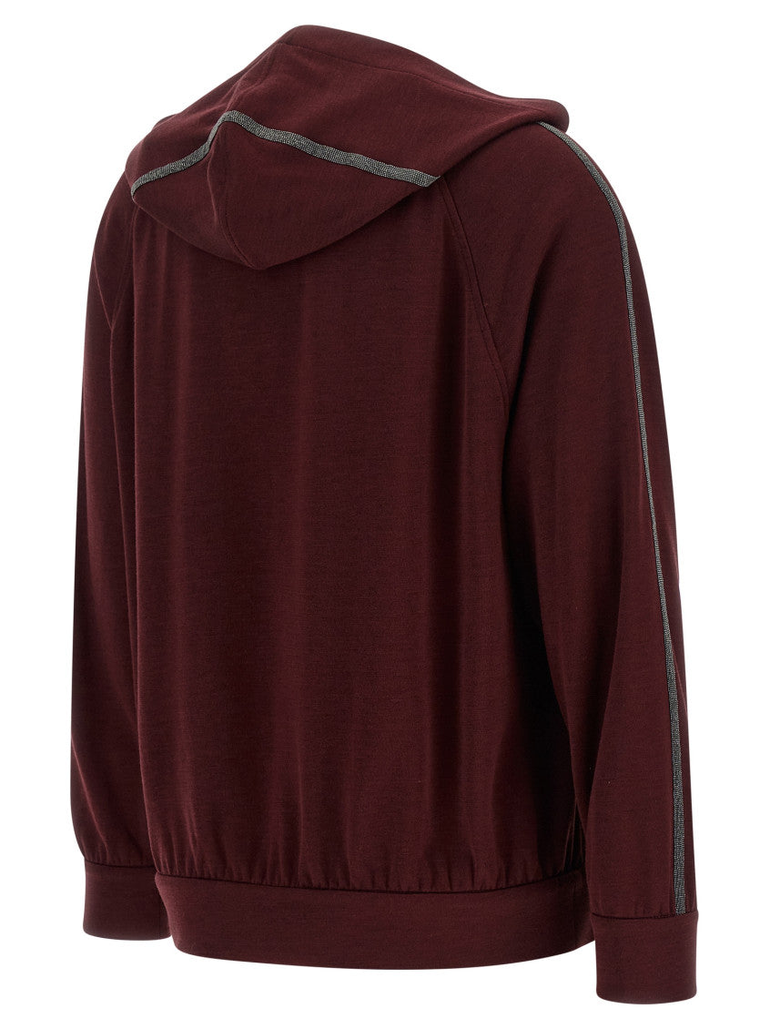 Maroon Solid Hood Sweatshirt 3