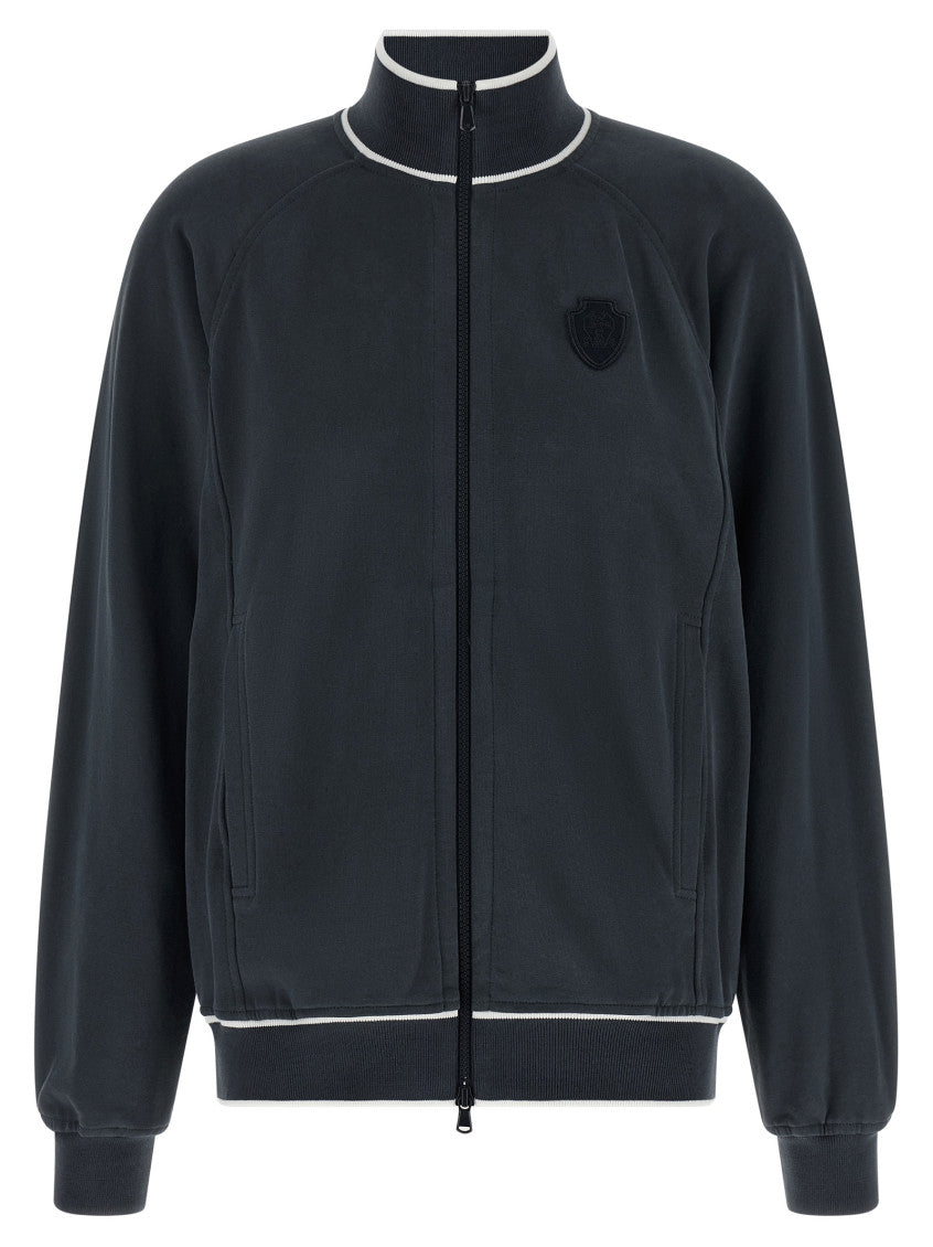 Blue Logo Mock Collar Sweatshirt 1