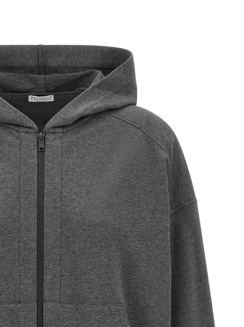 Grey Solid Hood Sweatshirt 3