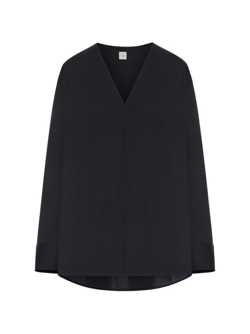 Black Solid V Neck Sweatshirt 1