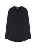 Black Solid V Neck Sweatshirt 1