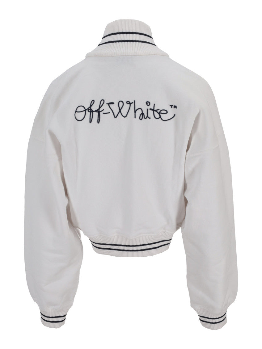 White Logo Mock Collar Sweatshirt 2