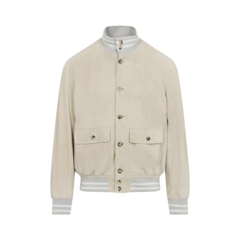 Beige Mock Collar Jacket 1
