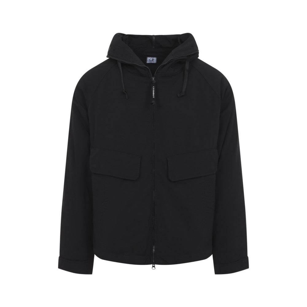 Black Solid Hood Jacket 1