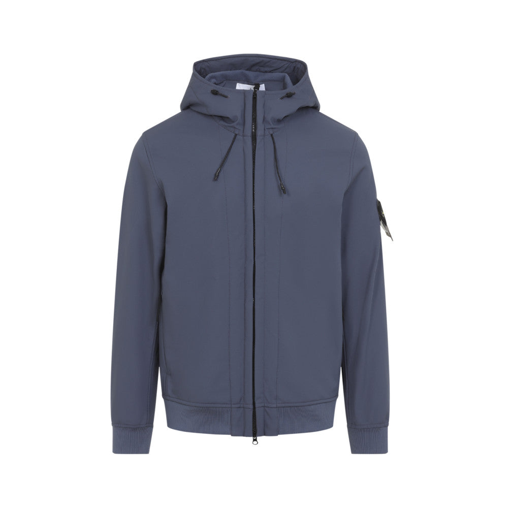Blue Solid Hood Jacket 1