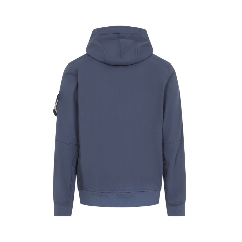 Blue Solid Hood Jacket 2