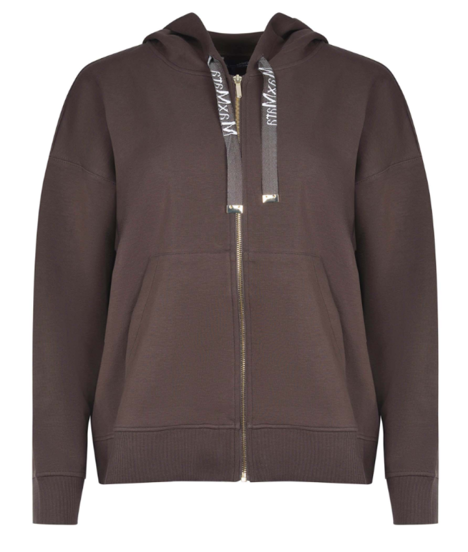 Brown Solid Zip Up Hoodie 1