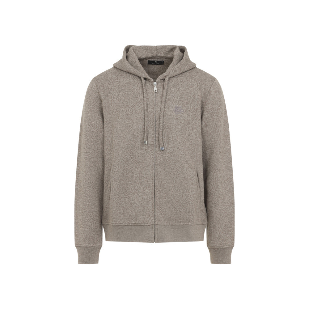 Beige Paisley Print Hoodie 1
