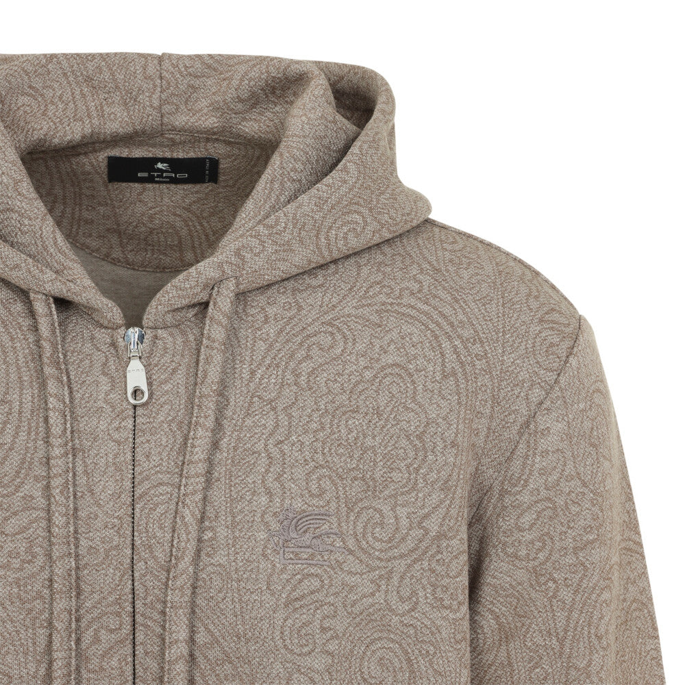 Beige Paisley Print Hoodie 3