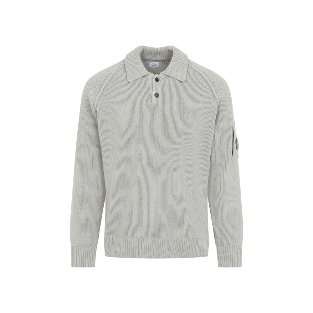 Grey Knitted Polo Sweater 1