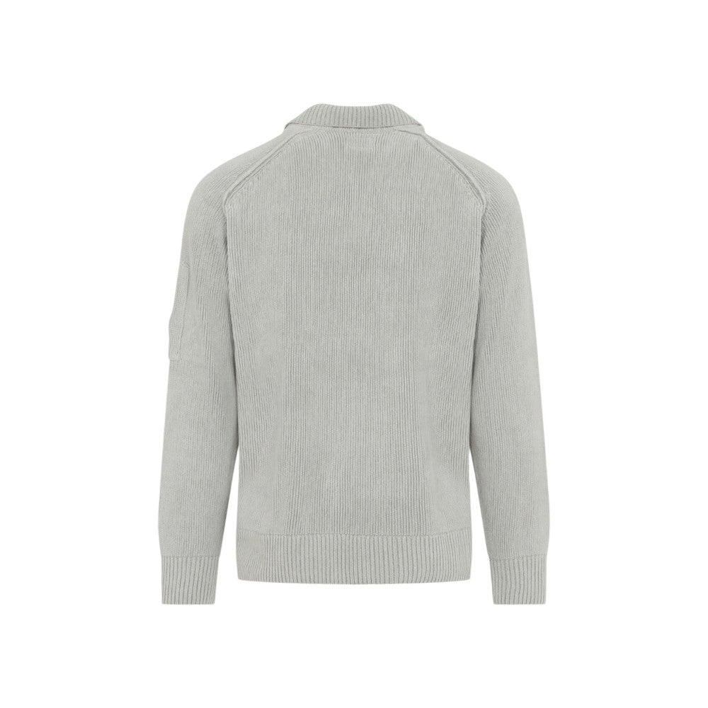 Grey Knitted Polo Sweater 2