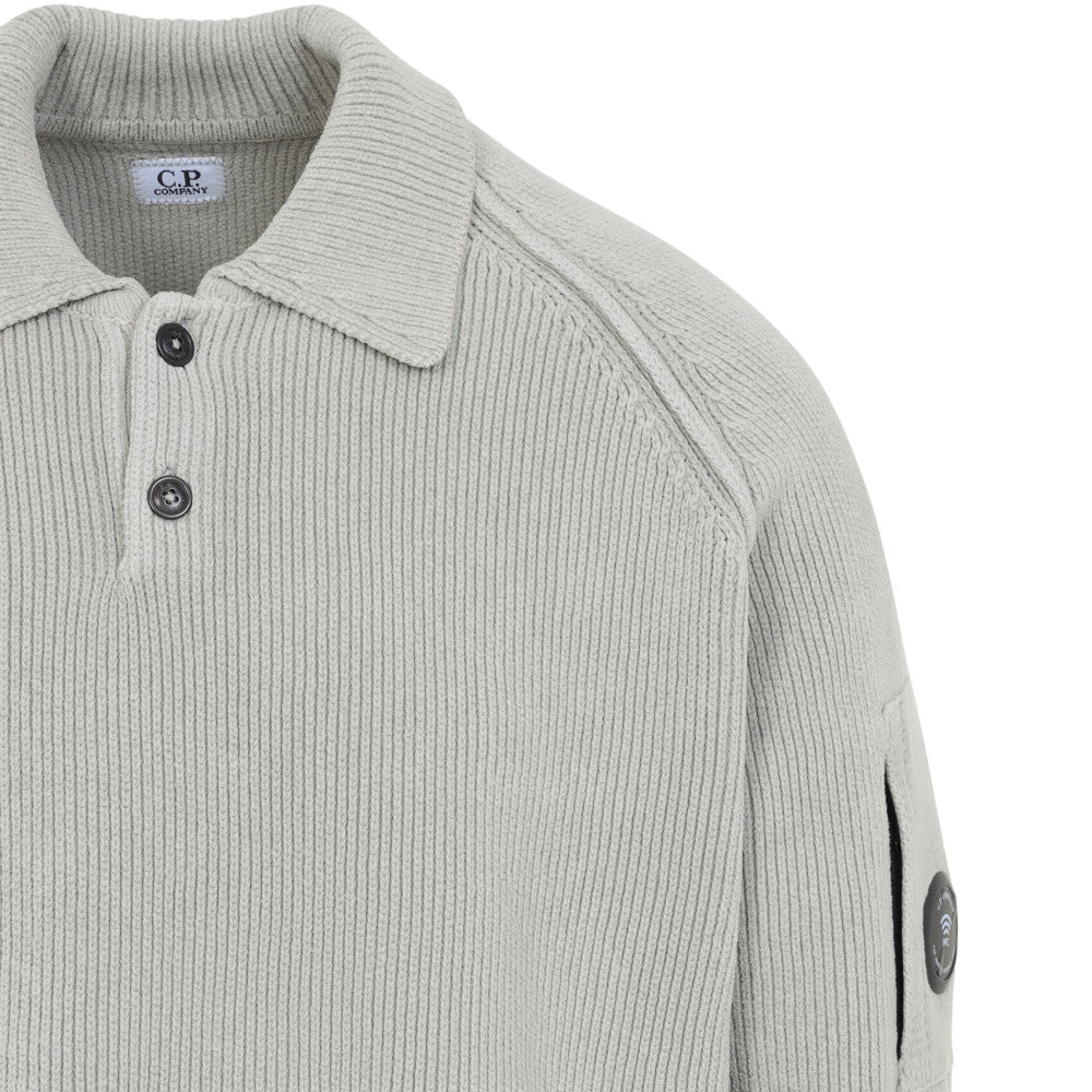 Grey Knitted Polo Sweater 3