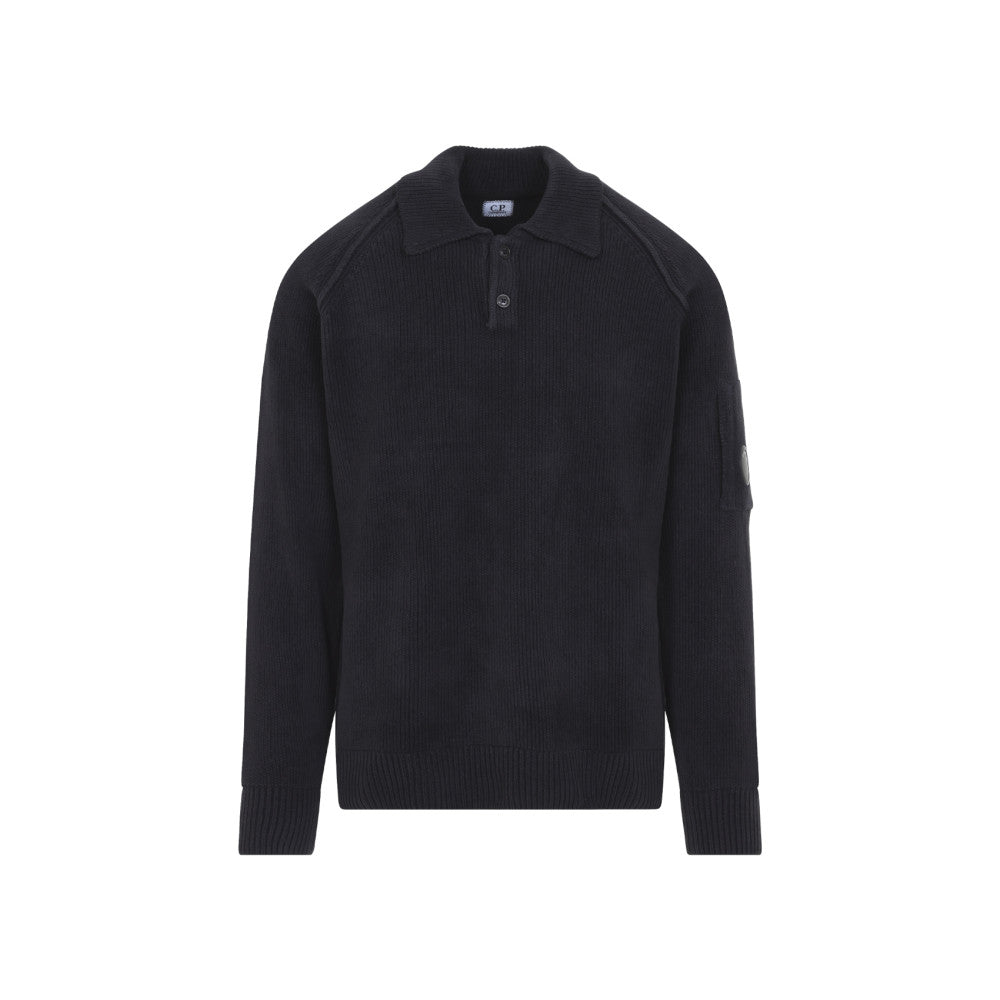 Black Knitted Polo Sweater 1