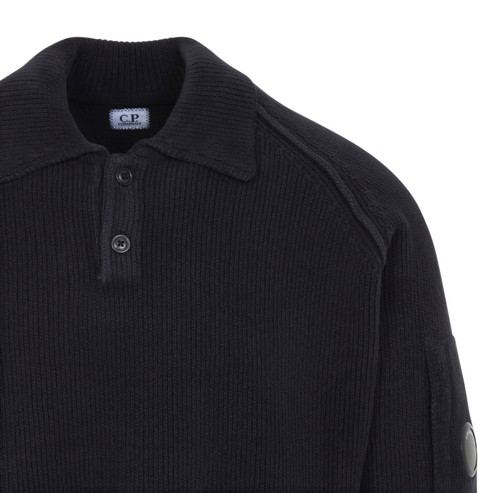 Black Knitted Polo Sweater 3