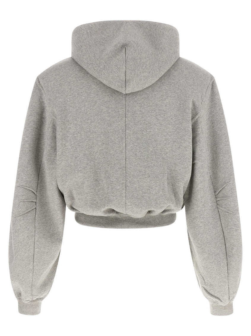 Grey Solid Zip Up Hoodie 2