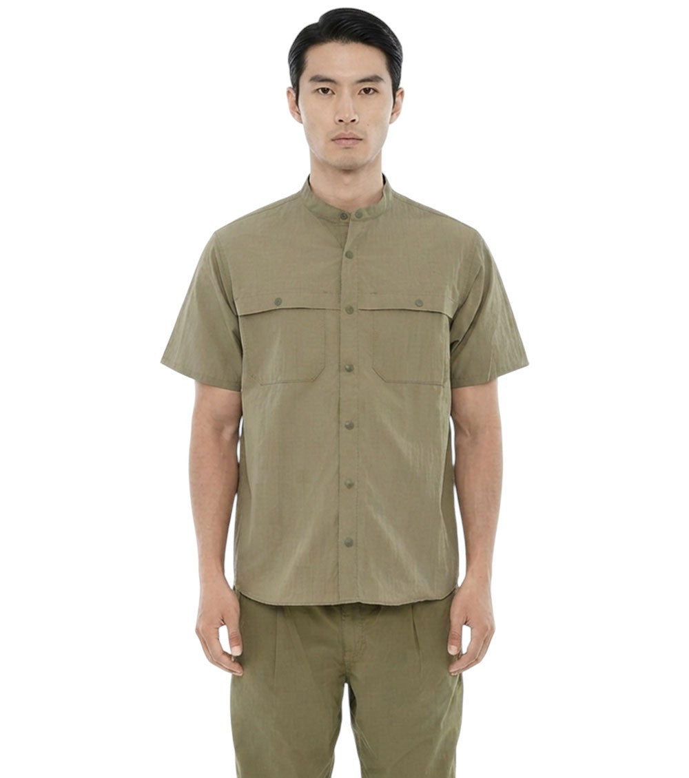 Green Mandarin Collar Shirt 1