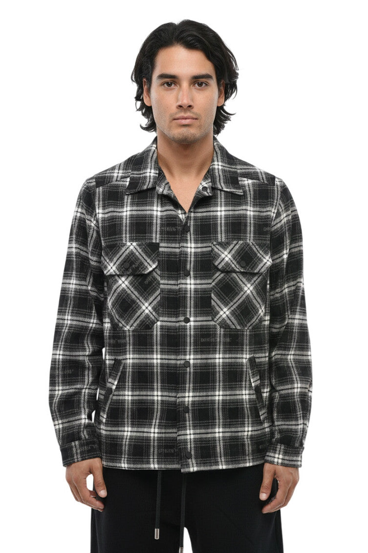 Black Checked Shirt Jacket 1