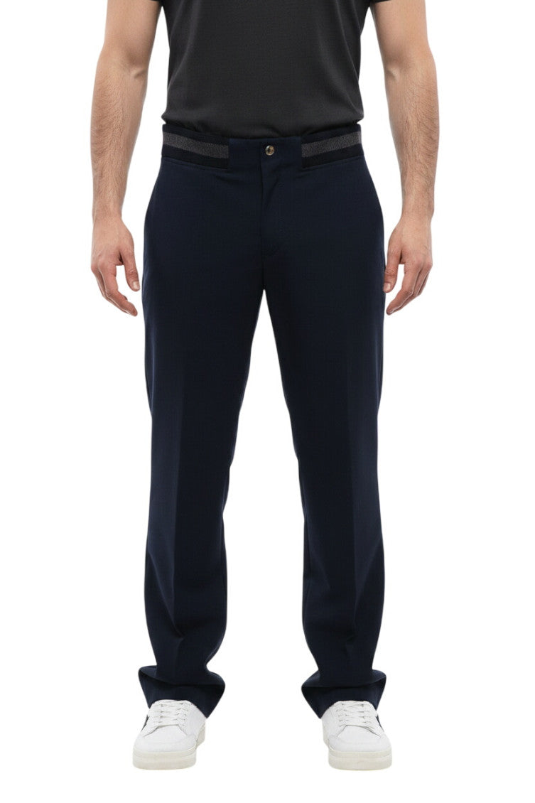 Blue Straight Mid Rise Trousers 1