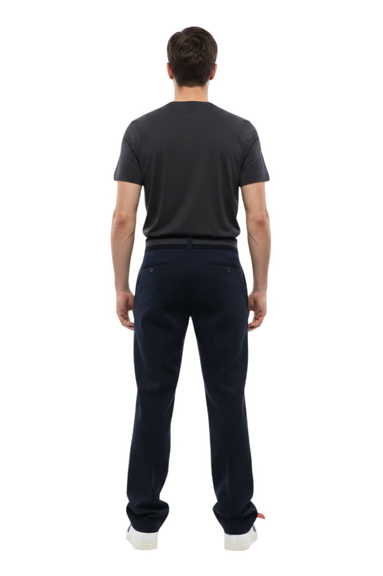 Blue Straight Mid Rise Trousers 2
